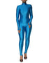 Dolce & Gabbana Blue Nylon Turtleneck Bodycon Jumpsuit Dress
